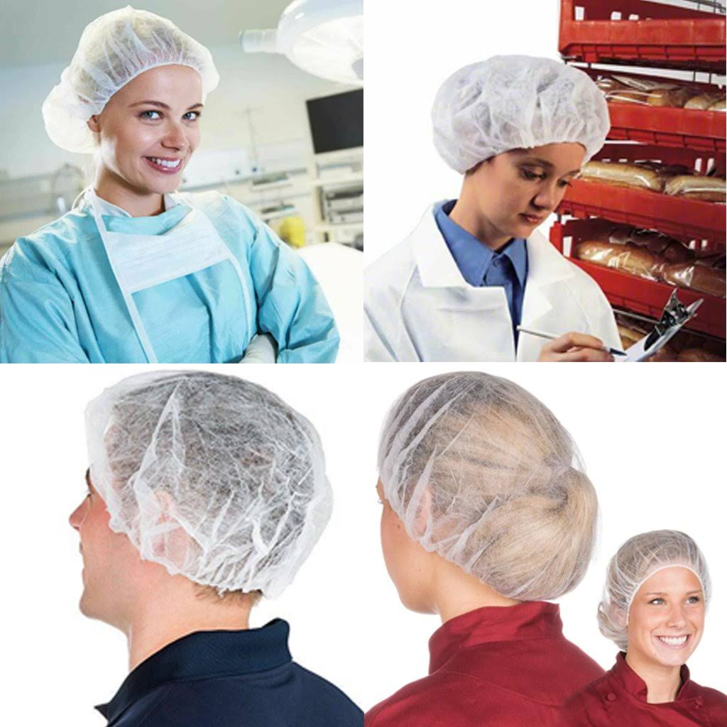 White Bouffant Cap Hair Net 24 inch 100 Pcs W4695