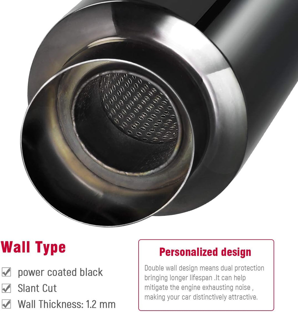 Polished Stainless Steel Black Coated Exhaust Tip Muffler Pack of 2 L707