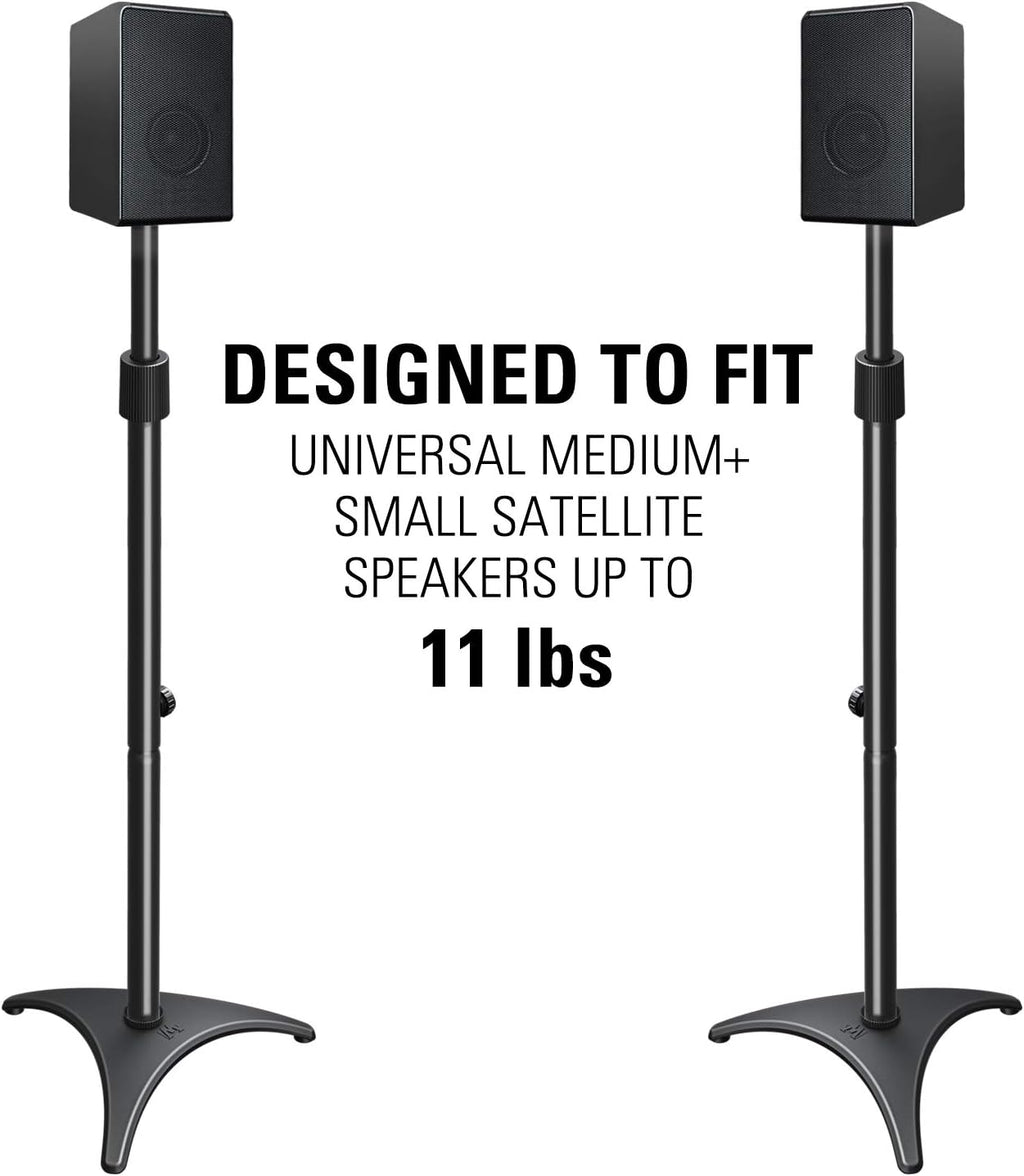 Height Adjustable Speaker Stands, One Pair Floor Stands, 11 lbs Capacity, 35.5-48" Height Adjustment, Pack of 2 K7915