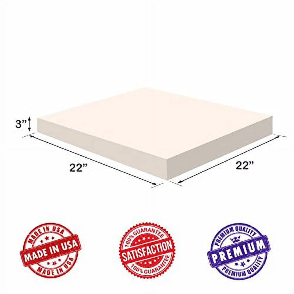 Visco Memory Foam Square Sheet 3"Hx22W"x22L" 2.5 lb Regular Density X6819