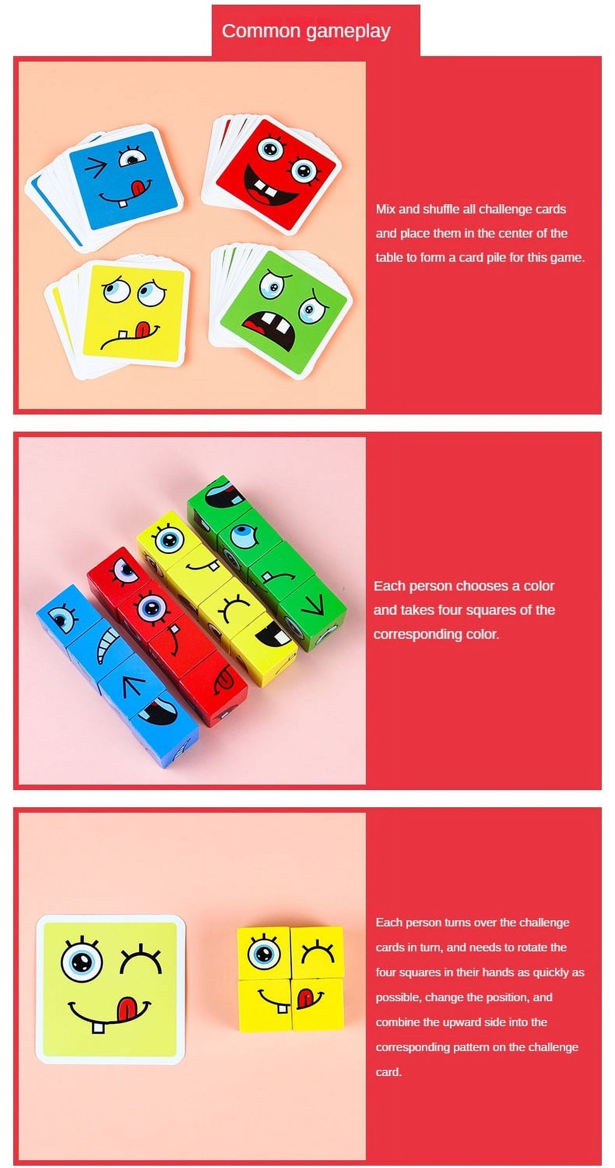Wood Puzzle Montessori Expression Building Blocks Board Game I190