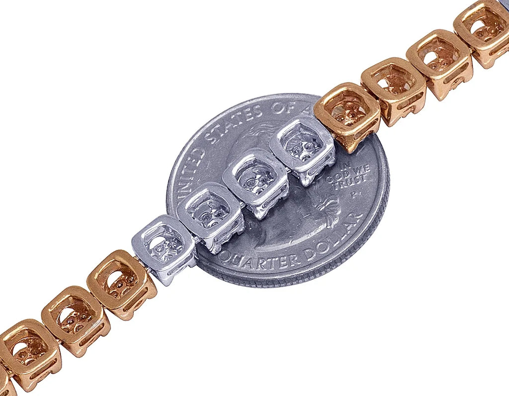10K Two Tone Gold Diamond Cluster Chain Necklace 10 CT 24" R6274