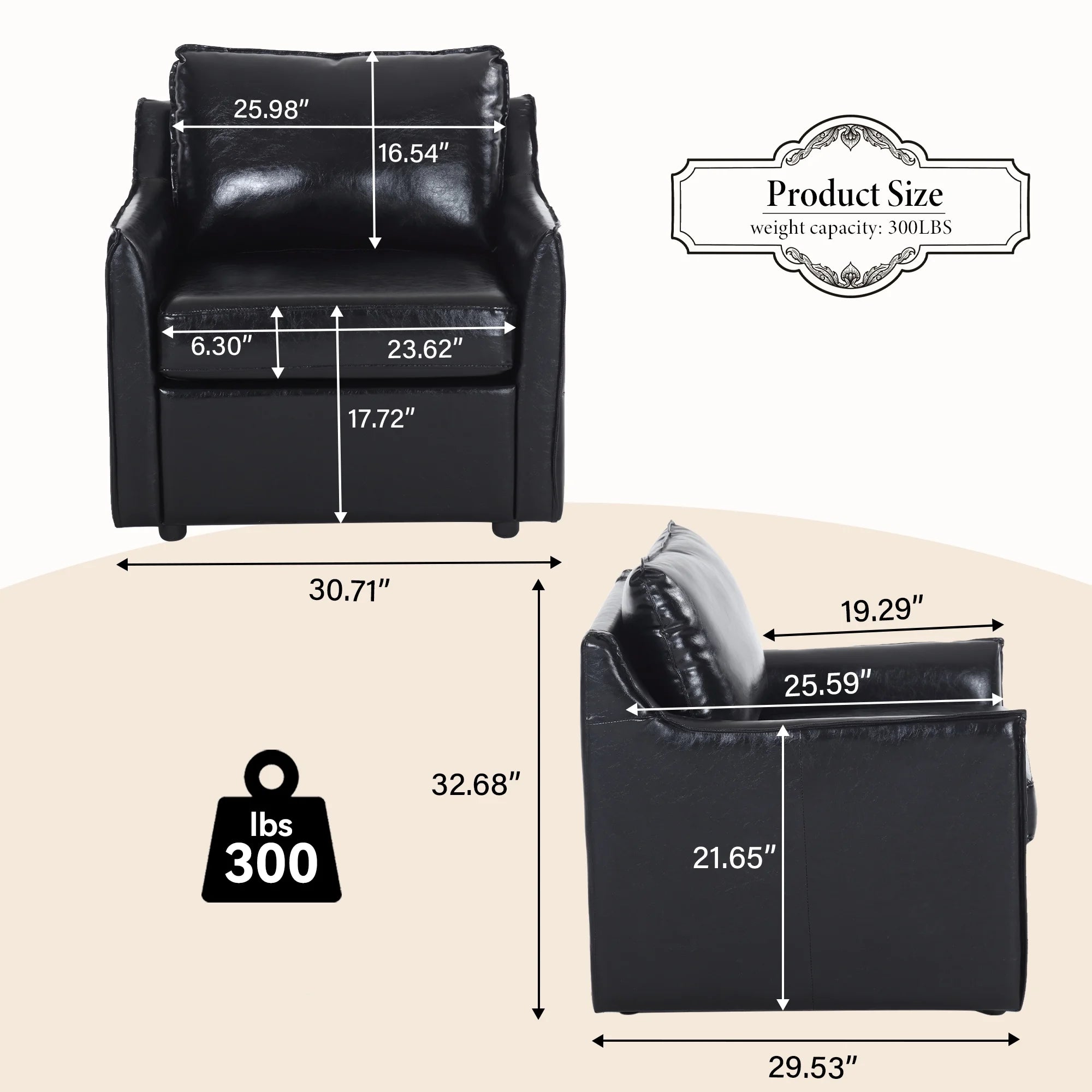 Black Faux Leather Accent Chair F512929