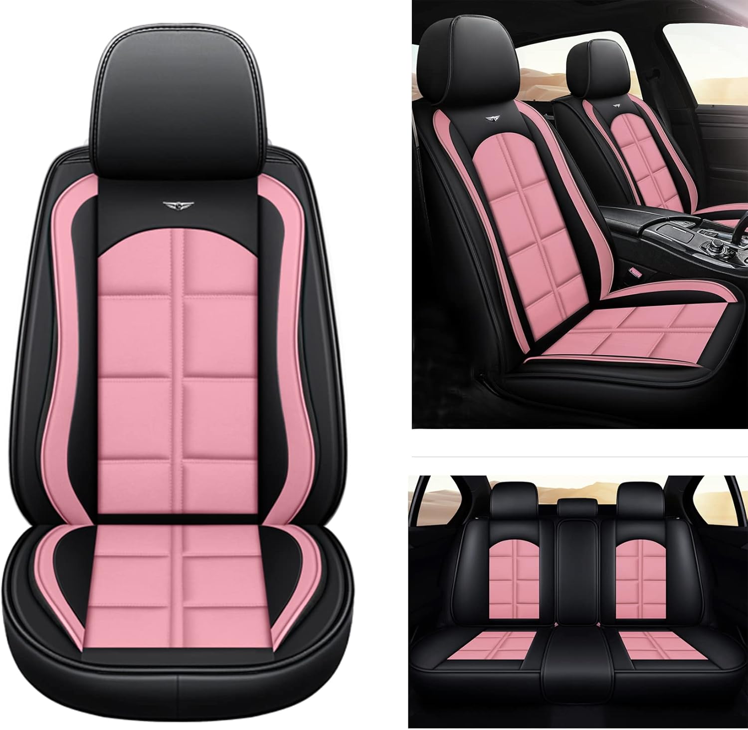 Black-Blue Waterproof Leather Car Seat Covers O12840