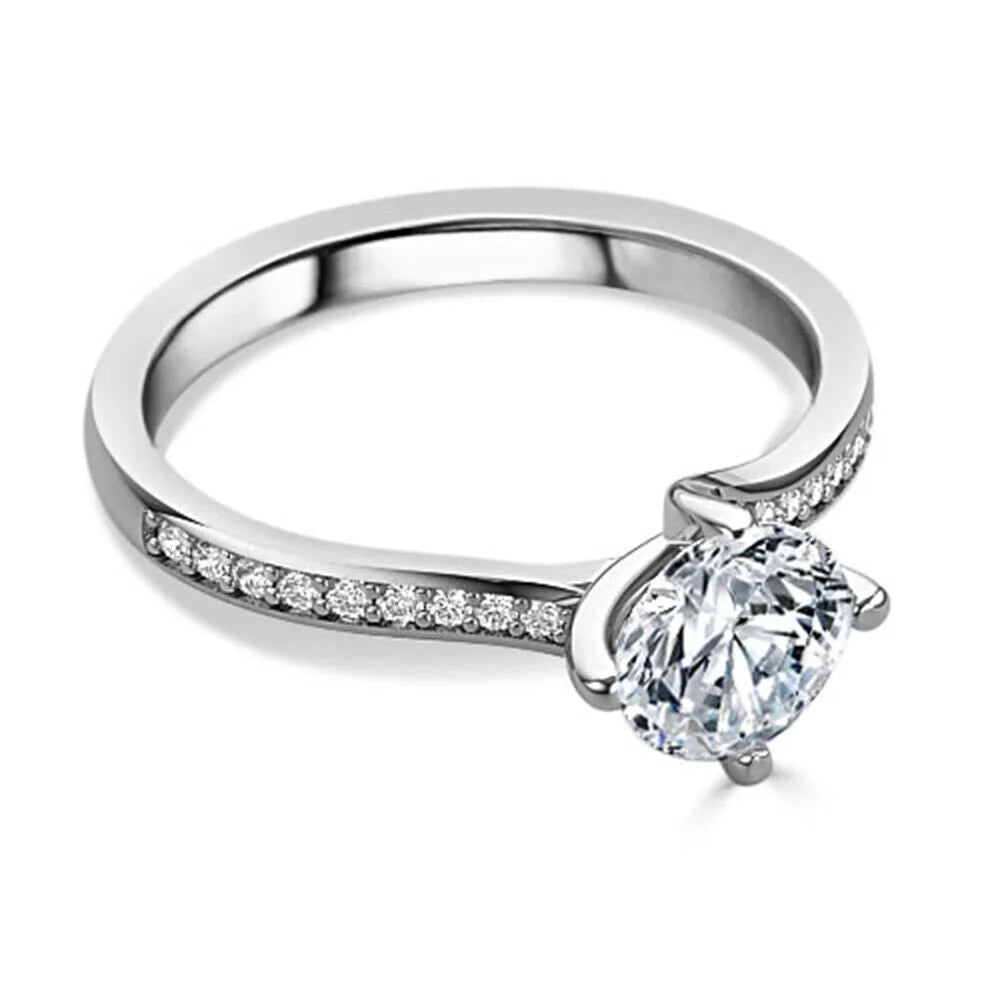 18K White Gold Plated Moissanite Engagement Ring O5180