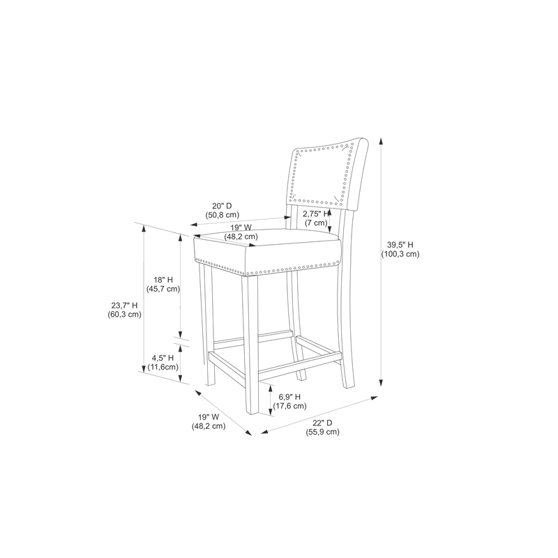 Blue Wood Counter Stool C599
