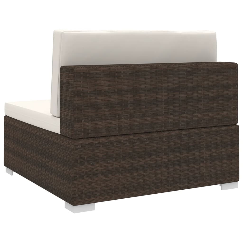 Brown Poly Rattan Sectional Middle Seat with Cushions L281146