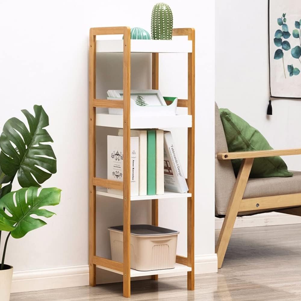 Bamboo 3-Tier Ladder Shelf Bookcase Storage Rack T64688