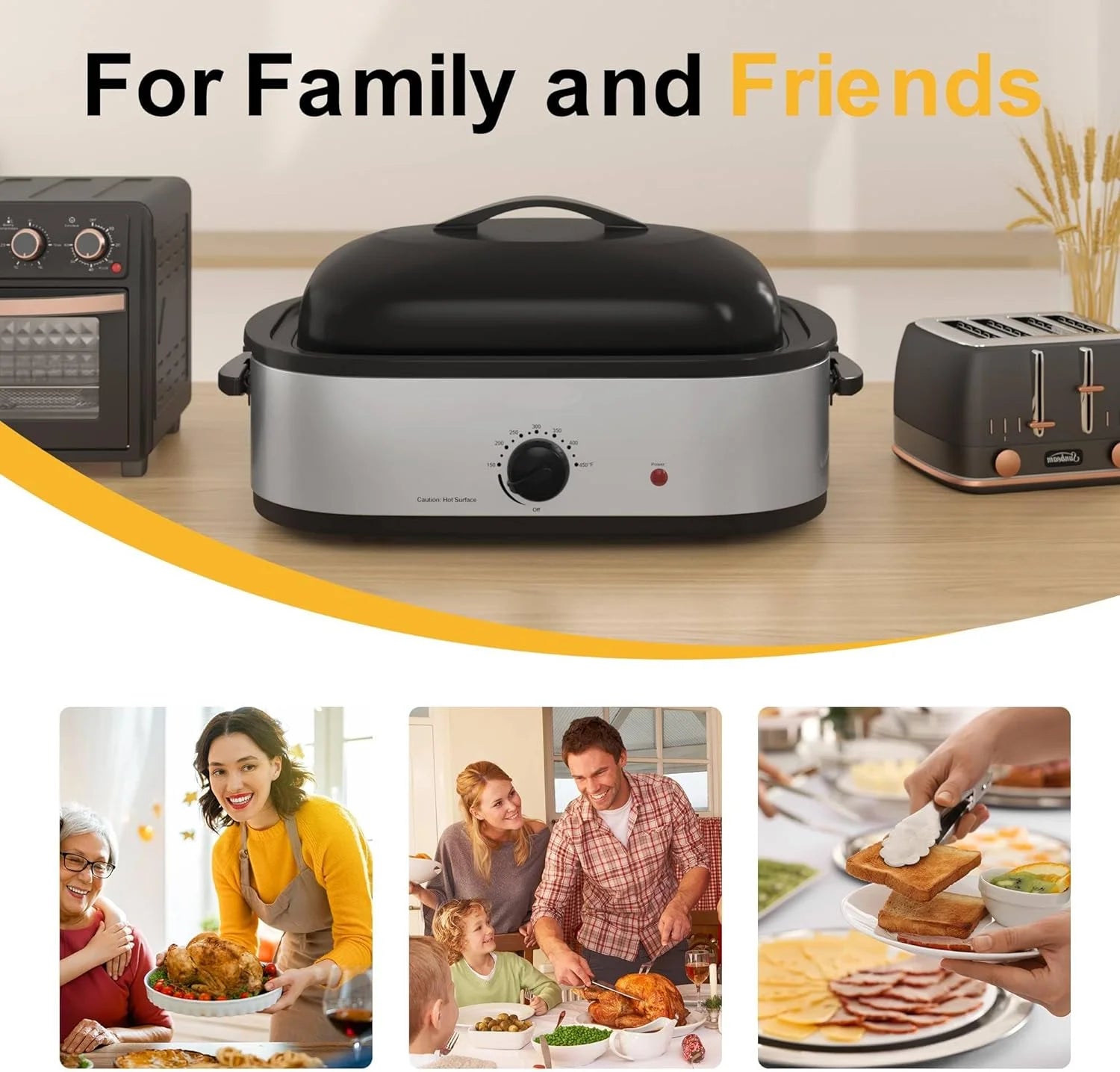 14 Quart Electric Roaster Oven with Self-Basting Lid, Stainless Steel M5673