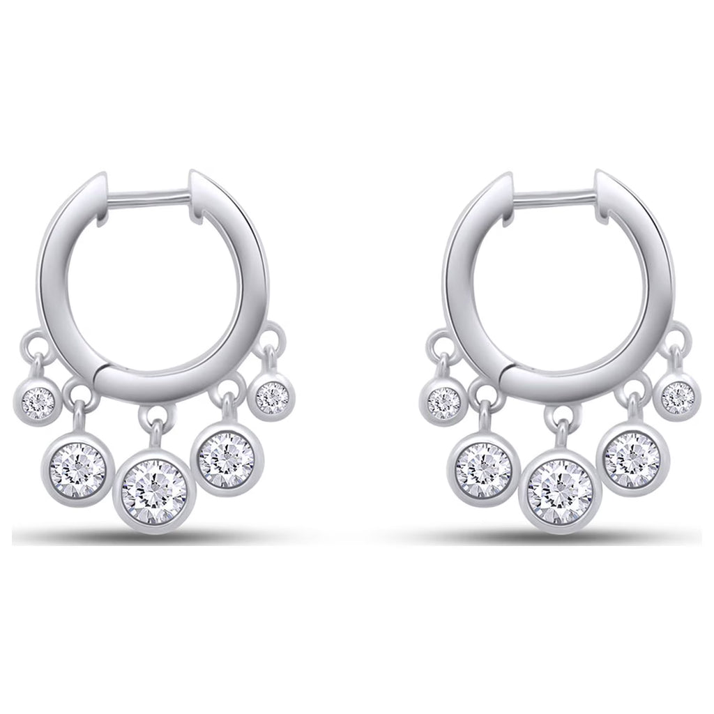 14K White Gold Over Sterling Silver Moissanite Hoop Earring I6752