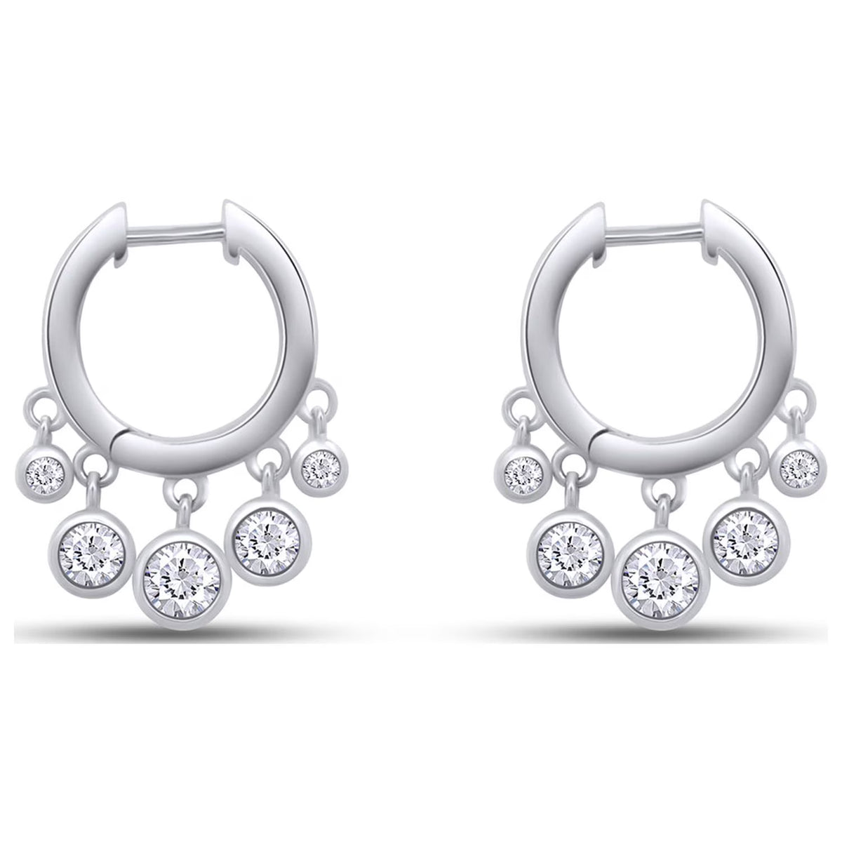 14K White Gold Over Sterling Silver Moissanite Hoop Earring I6752