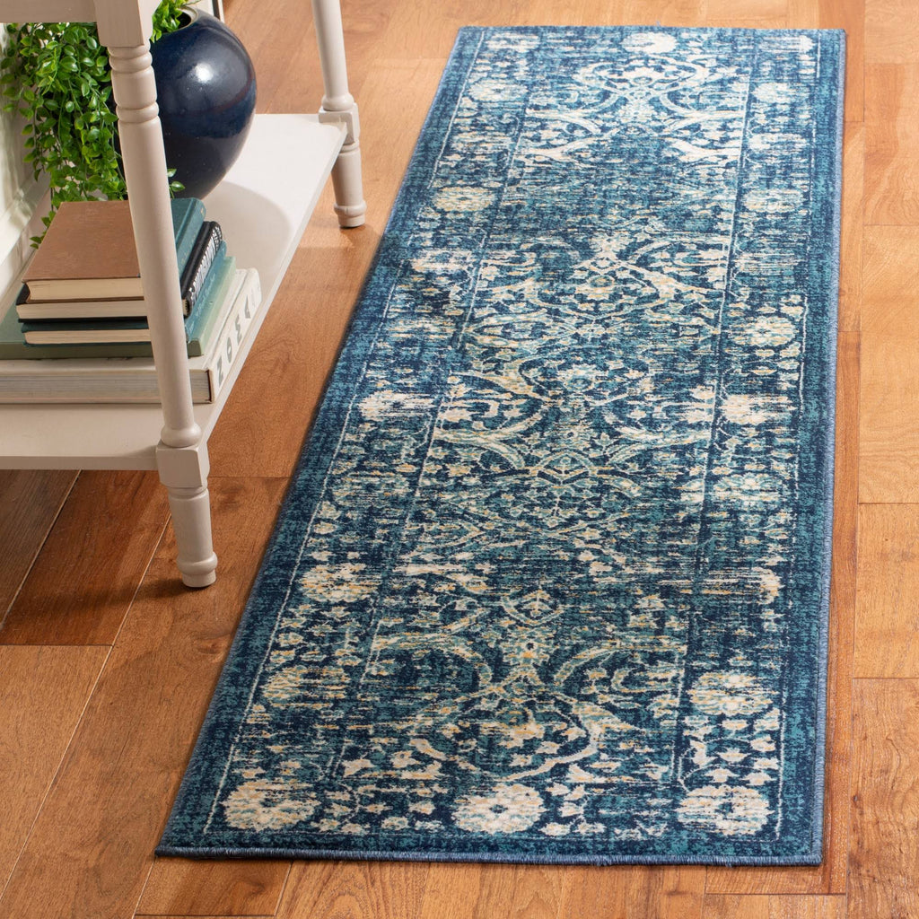 Navy / Beige Runner Rug S121