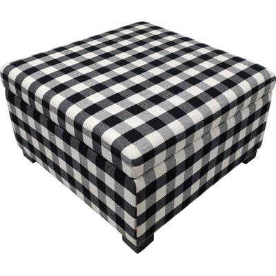 Black/White Cotton Square Plaid Storage Ottoman V22693