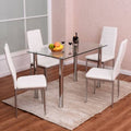 5 Piece Dining Set Table and 4 Chairs Glass Metal White R160