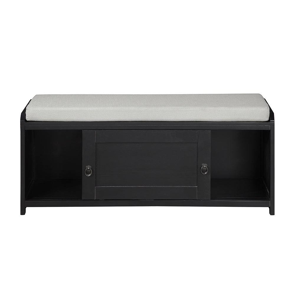 Black Wood Storage Bench with 2 Cabinets B43301