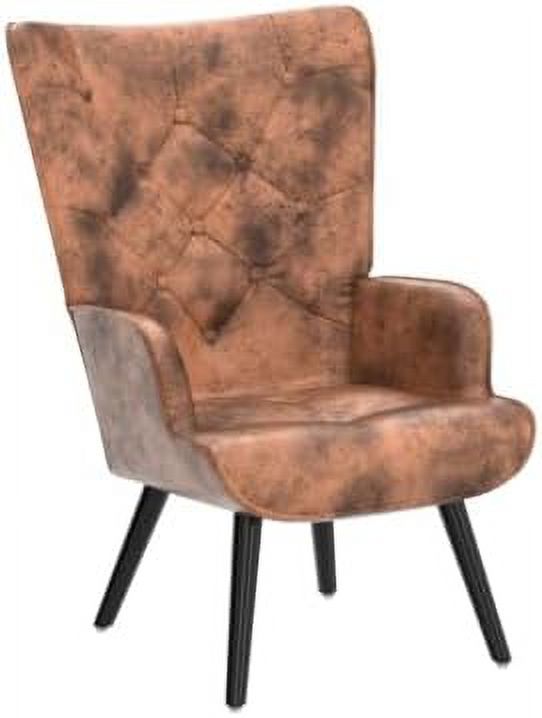Accent Chairs Set, Mid-Century Modern Wingback Armchairs, Microfiber Cushioned E158