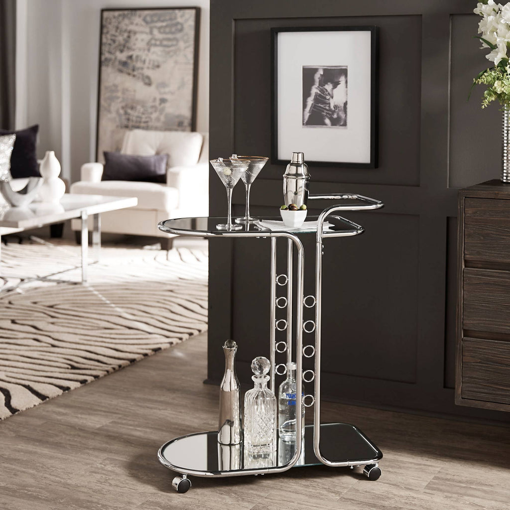 Chrome Finish Round Edge Bar Cart C952