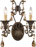 2 Light Sconce in Weathered Mahogany and Amber Crystal U263