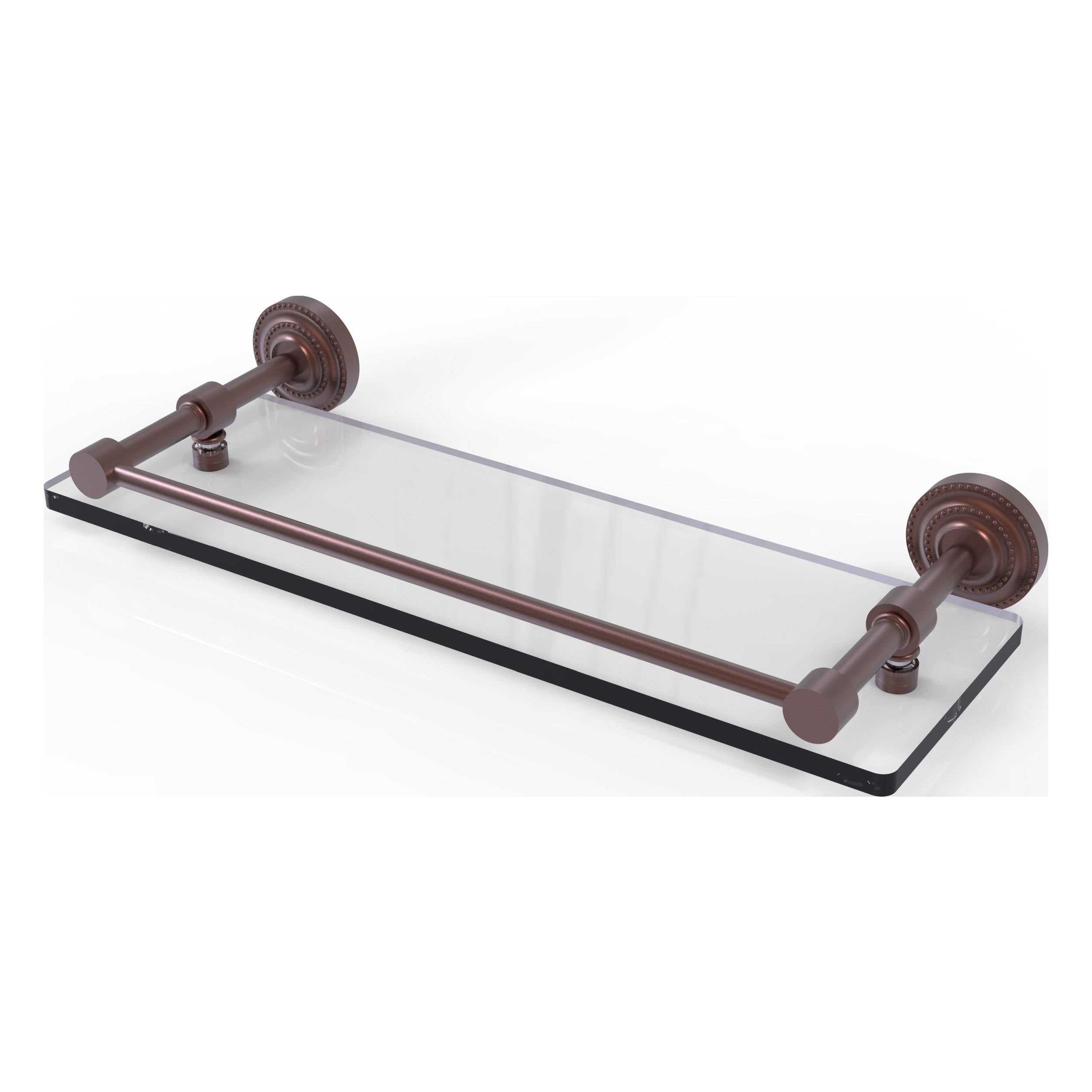 Antique Copper Glass Shelf with Gallery Rail U3496