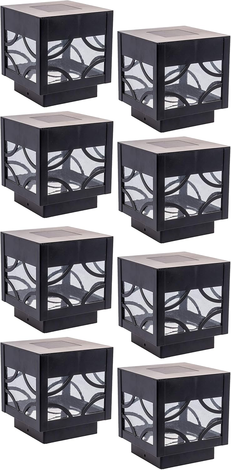 12 Pack Black Solar Powered LED Post Cap Light A462