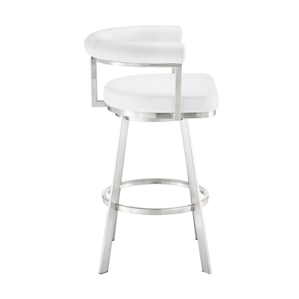 White/Chrome Swivel Bar Stool W146522