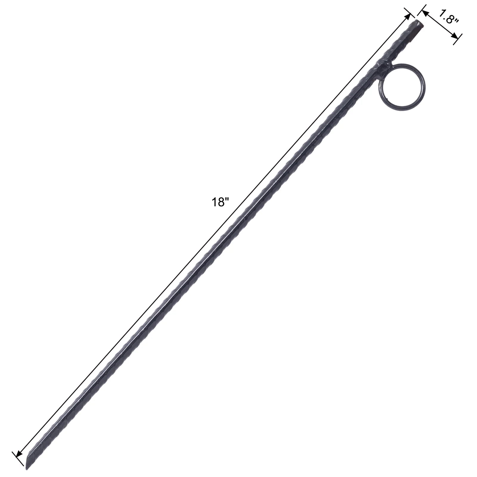 3/8x 18 Inch Steel Tent Canopy Ground Stakes with Angled Ends and 1 Inch Loops F9183