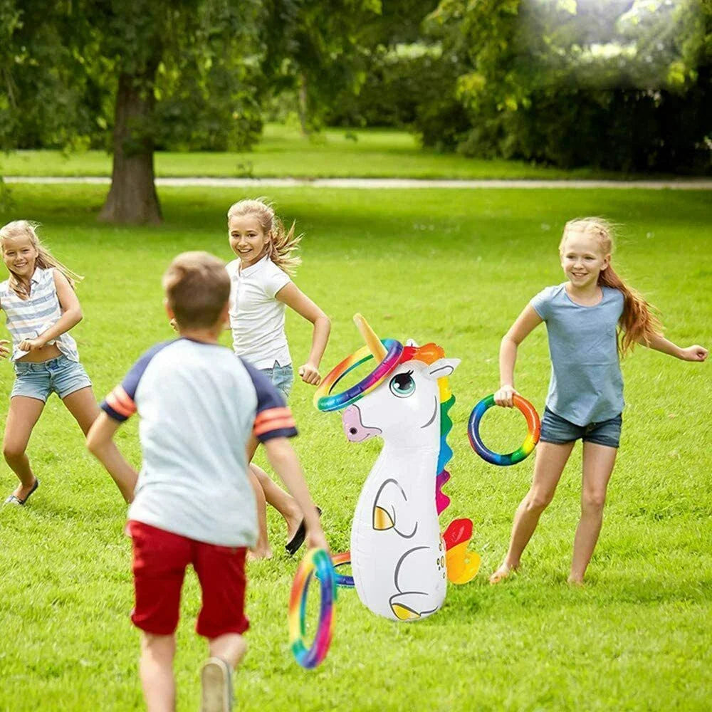Inflatable Unicorn Ring Toss Game Swimming Pool Toy W641561