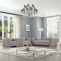 3-PC Velvet Sofa and 2 Armchairs Set Light Gray G80824