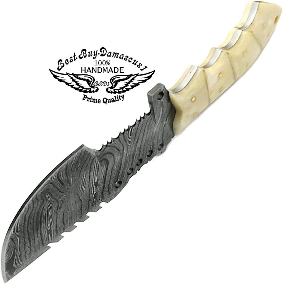 Camel Bone 9.5'' Fixed Blade Damascus Steel Hunting Knife U28695