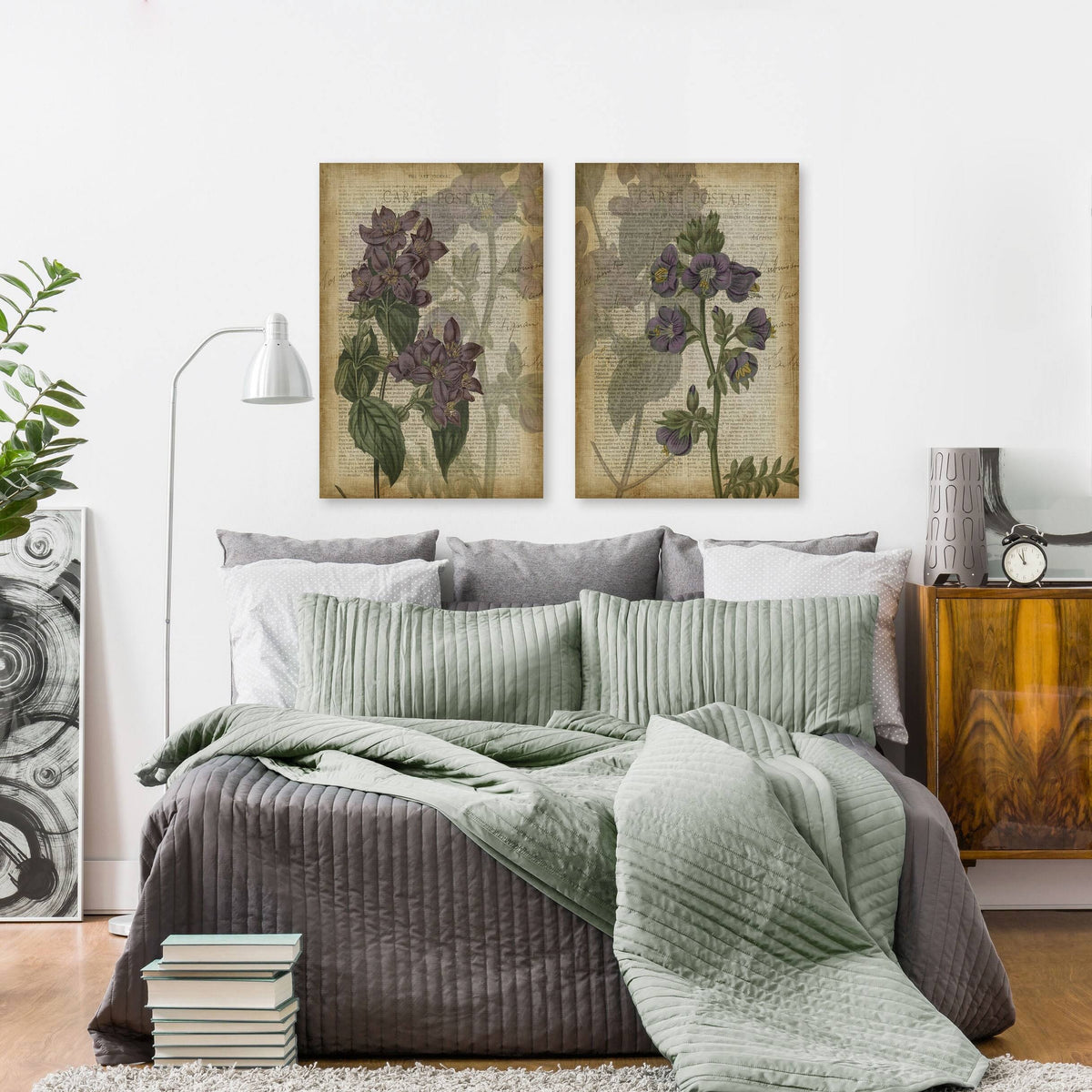 Purple Floral Shadows Diptych S858