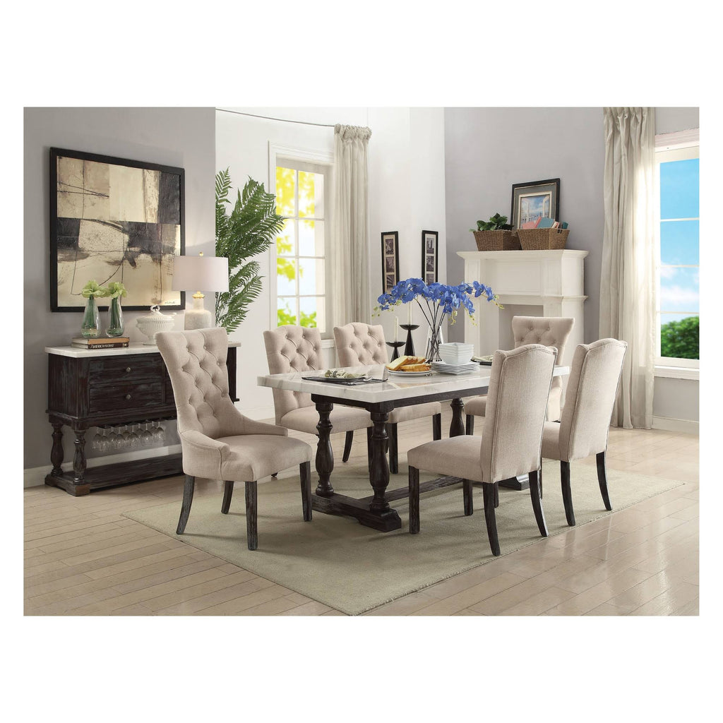 Beige Linen Dining Arm Chair (Set of 2) M470965
