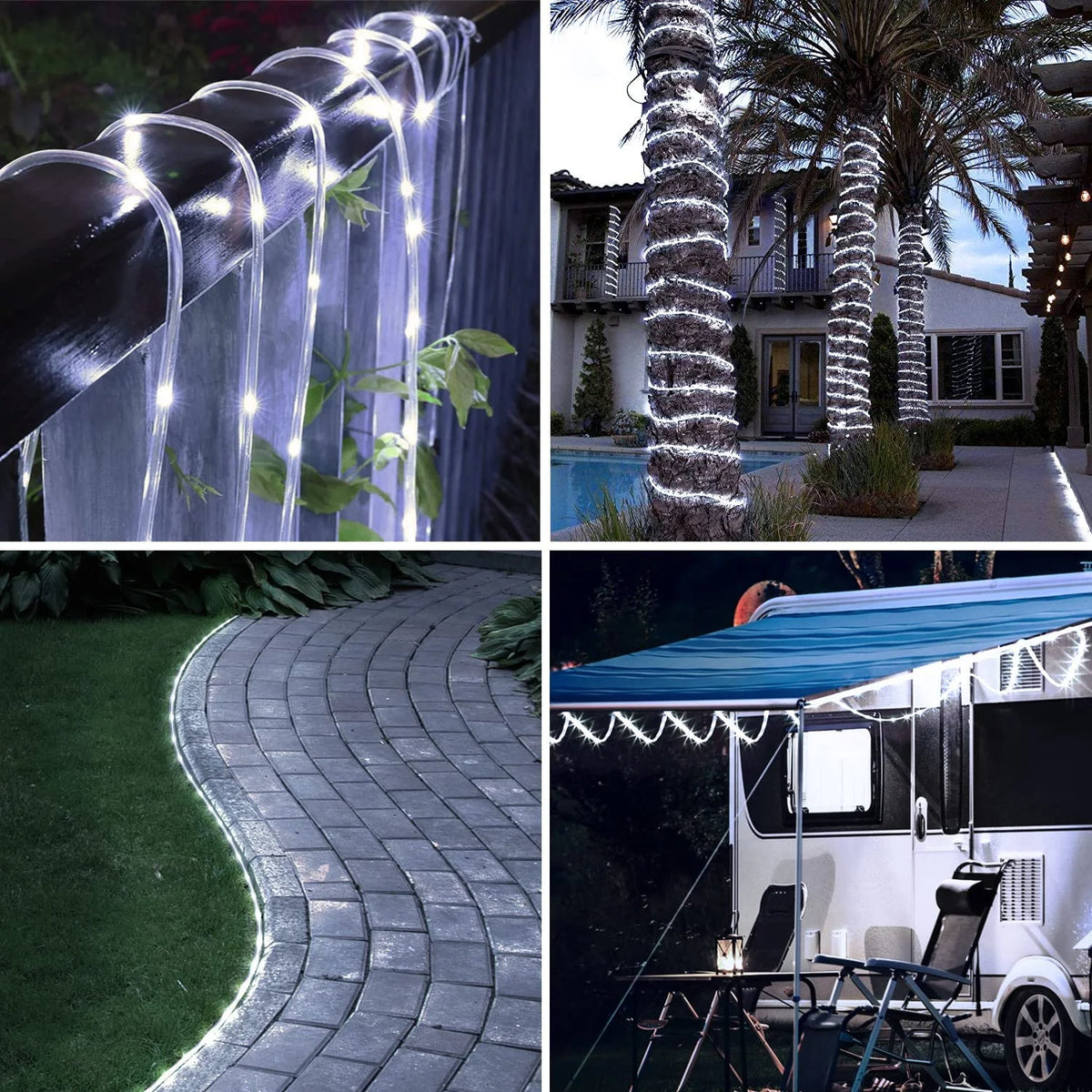 100 LED Battery Operated Rope Lights, 33Ft White String Lights (2 Pack) X7400