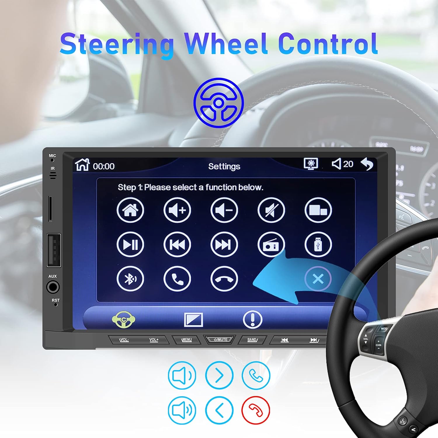 7'' Touch Screen Car Stereo Radio with Bluetooth, FM Radio, Mirror Link U411