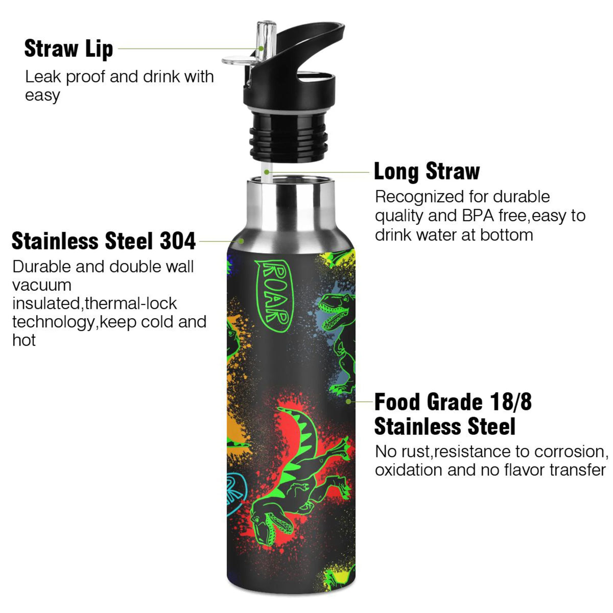 Stainless Steel Insulated Water Bottle with Straw Lid M661