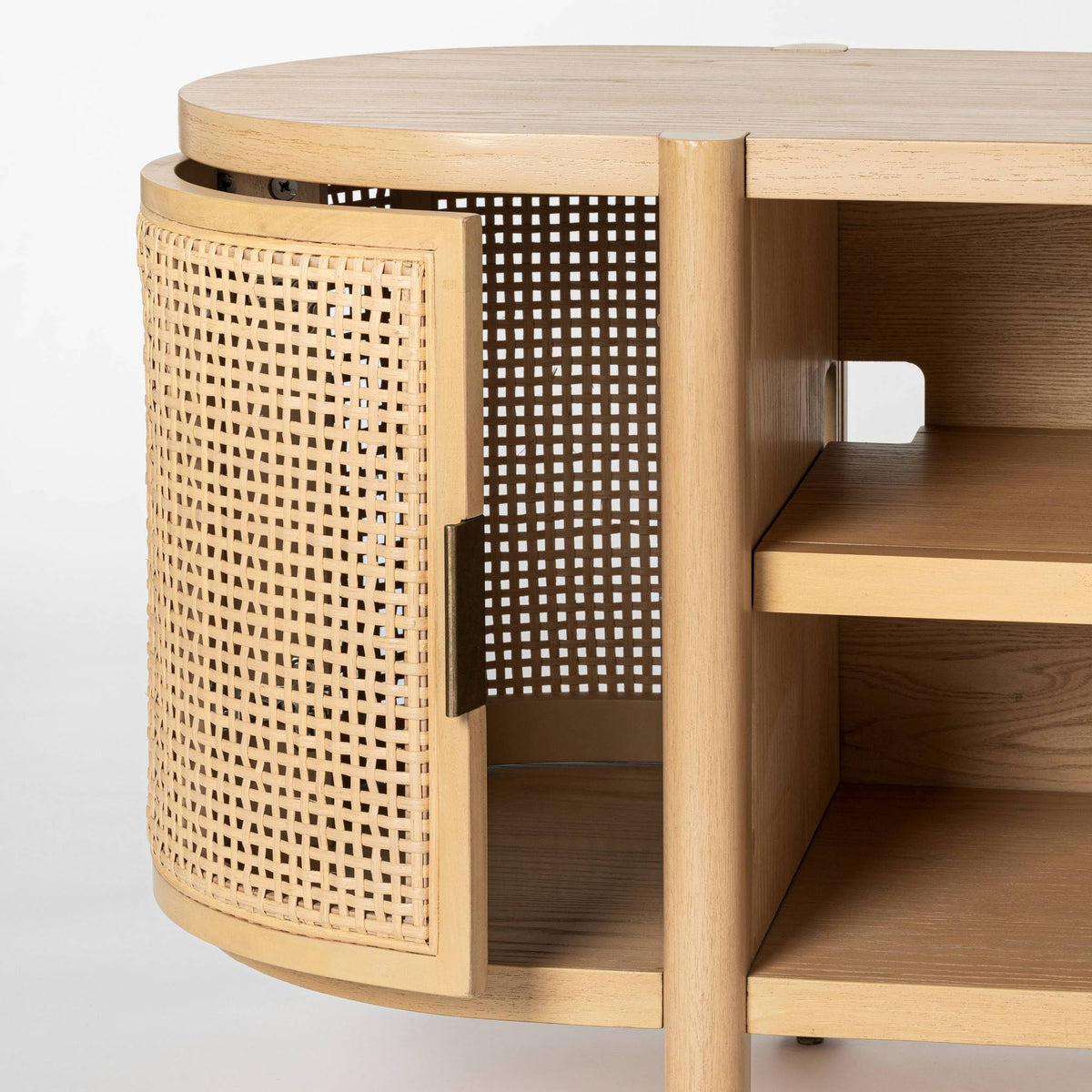 Natural Caned Door TV Stand F2496