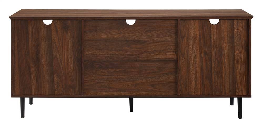 Dark Walnut Glass Wood TV Console T9938