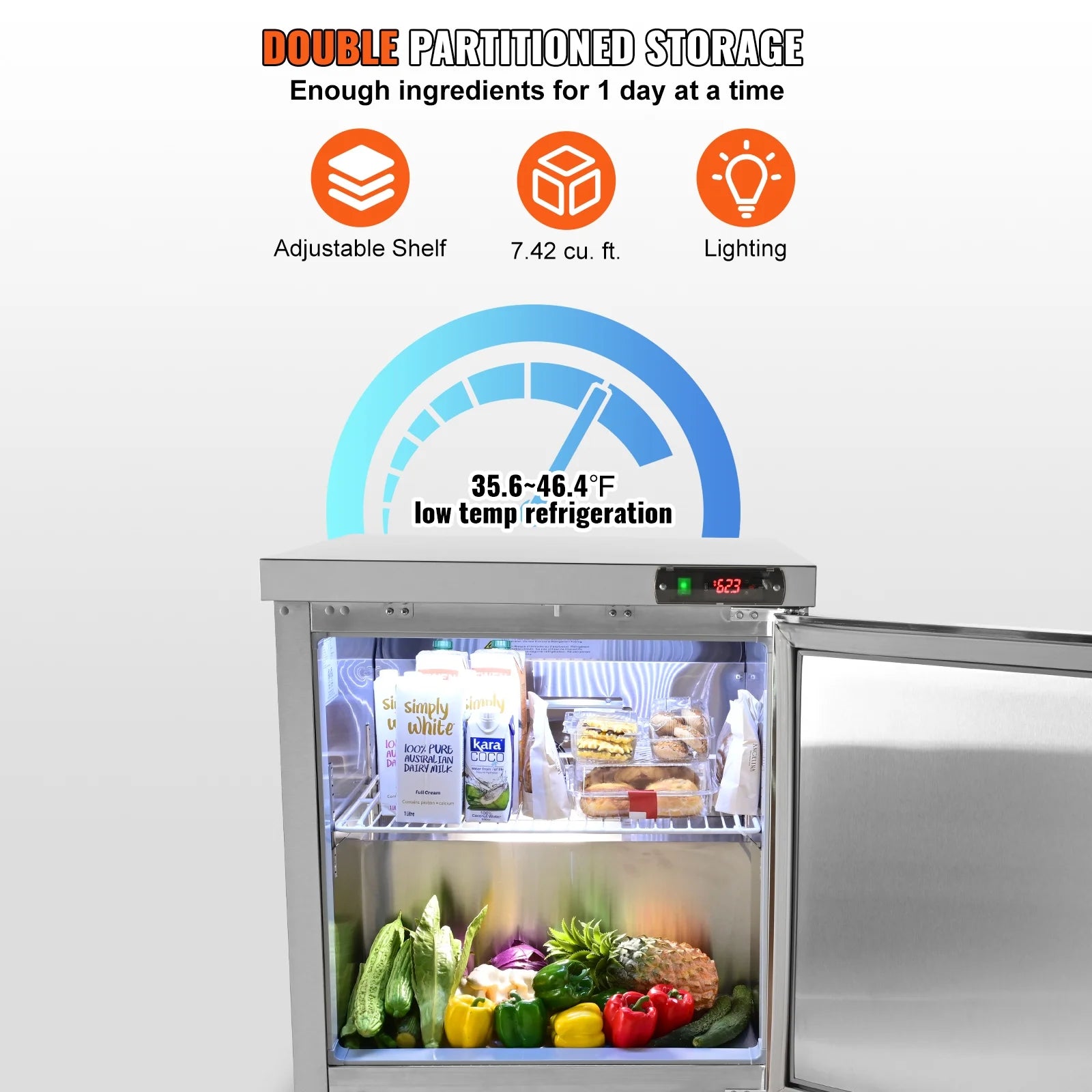 Refrigerated Sandwich Salad Prep Table 1 Door Holds 8 Pans E53246