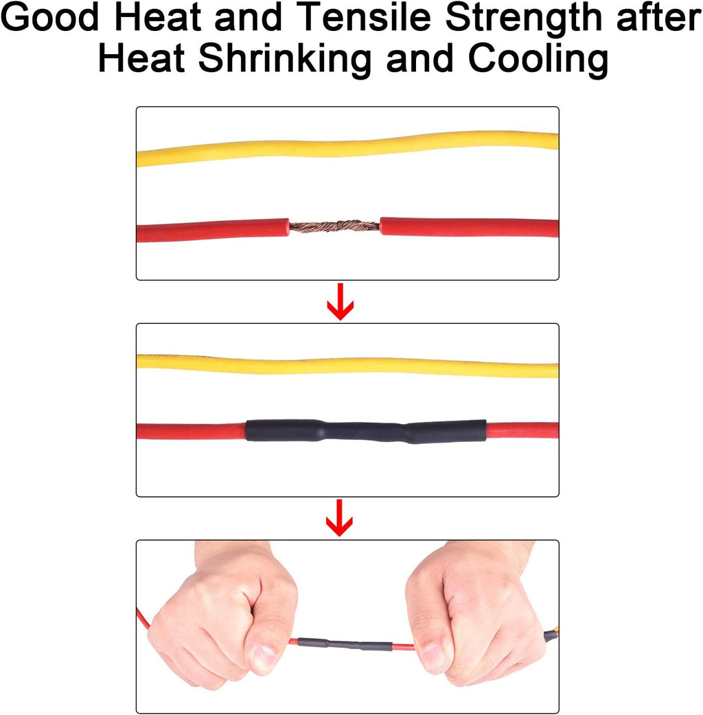 2 Pcs 1-1/4 Inch 3:1 Waterproof Adhesive Lined Heat Shrink Tube, 4 Ft Black&Red T861