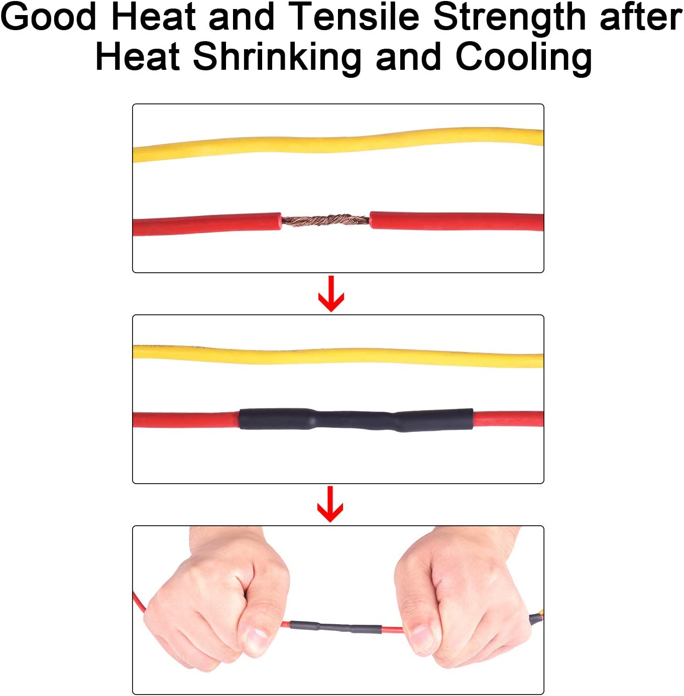 2 Pcs 1-1/4 Inch 3:1 Waterproof Adhesive Lined Heat Shrink Tube, 4 Ft Black&Red T861