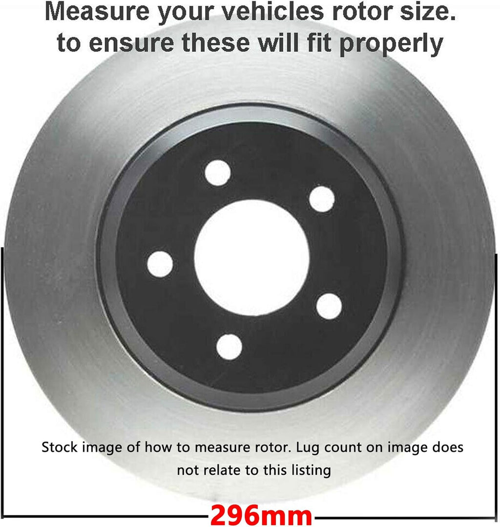 5-Lug 296mm Front Disc Rotors + Brake Pads 6pc Set F989