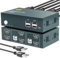 KVM Switch HDMI Dual Monitor 2 Port, 4K@60Hz, 4 USB 2.0 Hub, 4 HDMI Cables, 2 USB Cables G240918