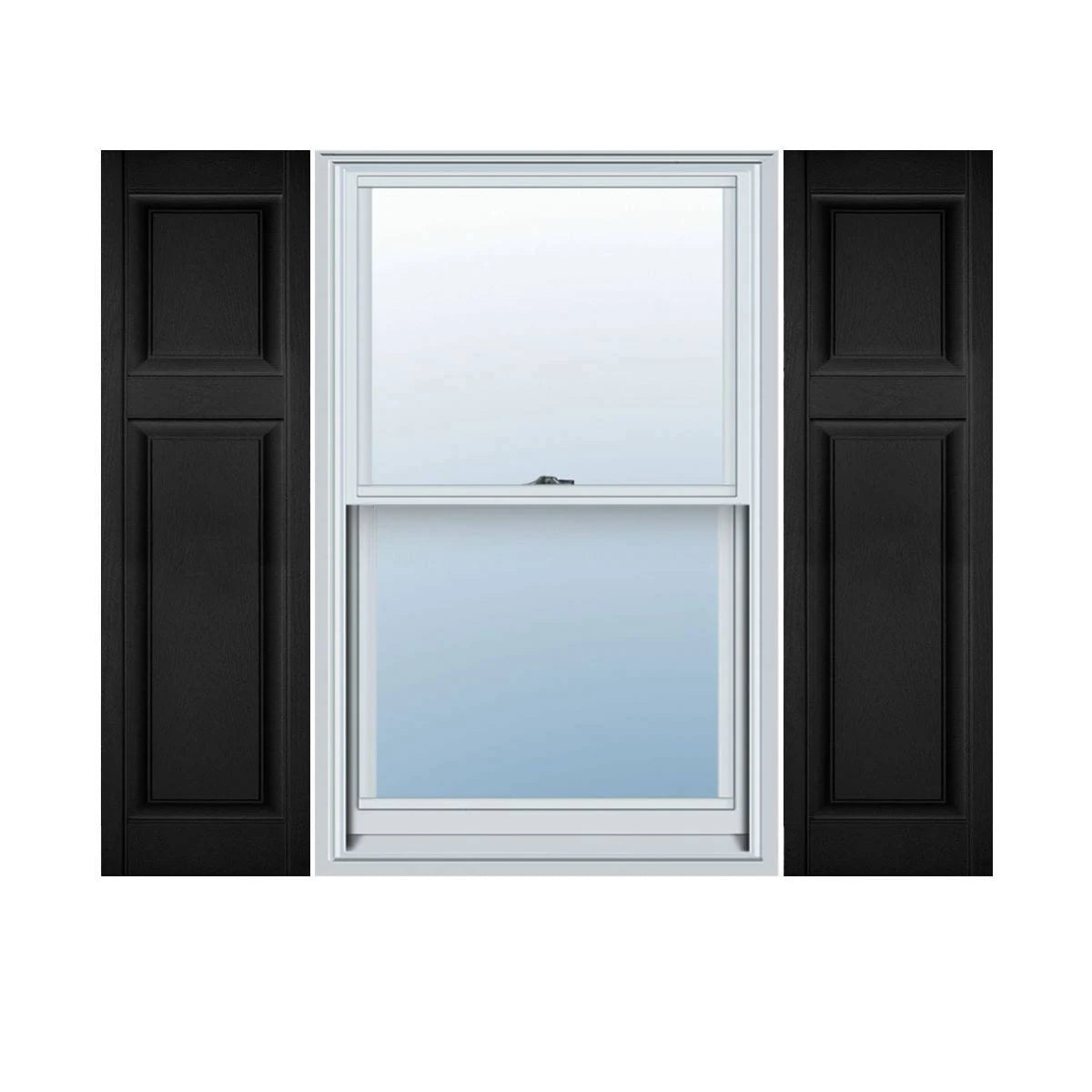 Black Vinyl Raised Panel Shutters Pair B287067