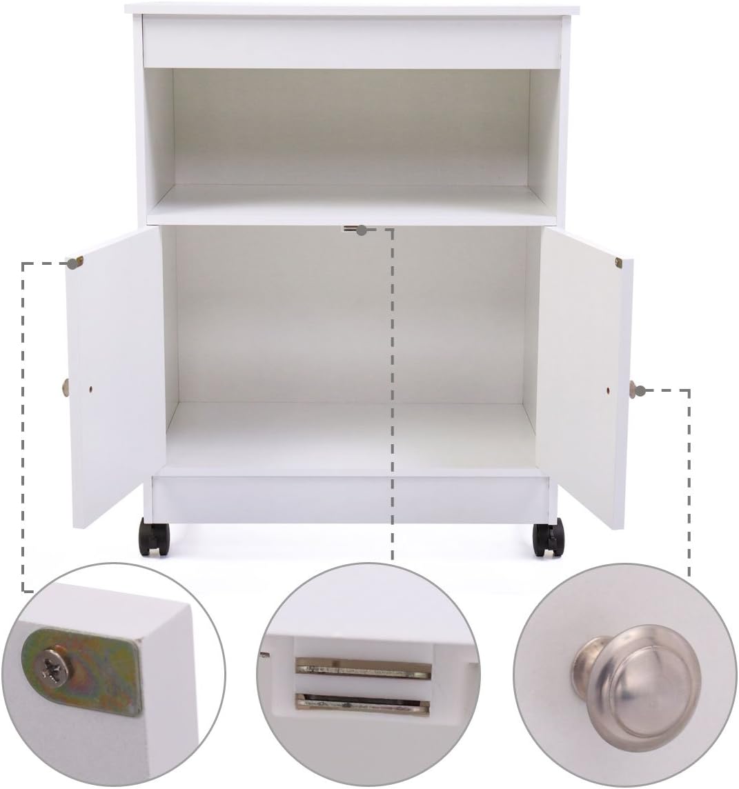 Wood Kitchen Microwave Storage Cabinet Cart Hutch E896