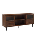Dark Walnut Glass Wood TV Console T9938