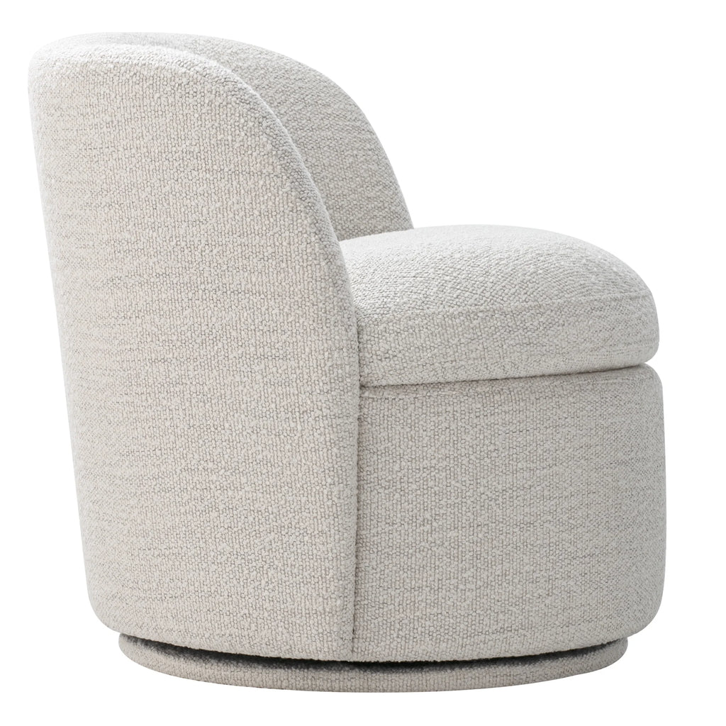 White Boucle Swivel Accent Chair O6876