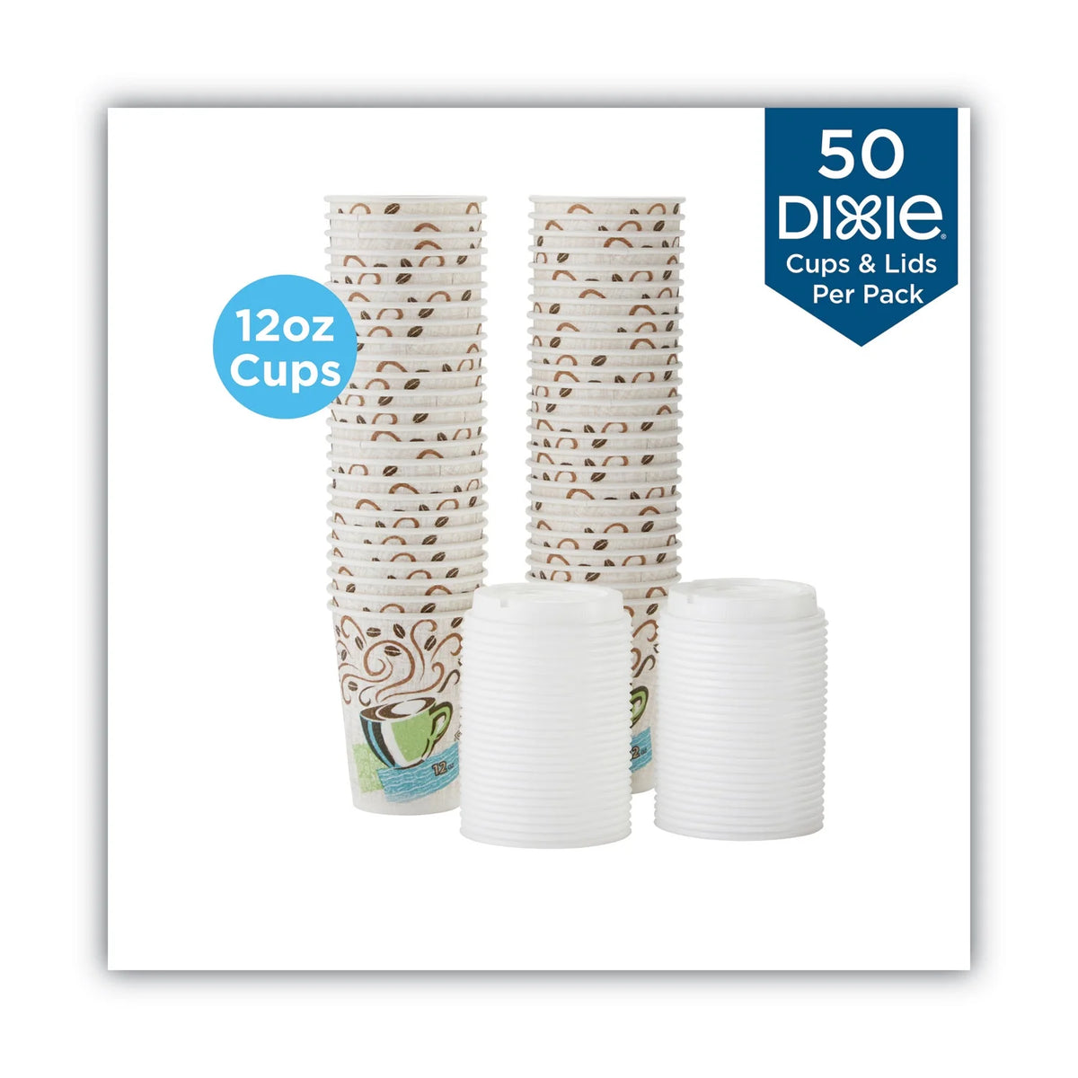 12oz Paper Hot Cups & Lids, 50/Pack J2791