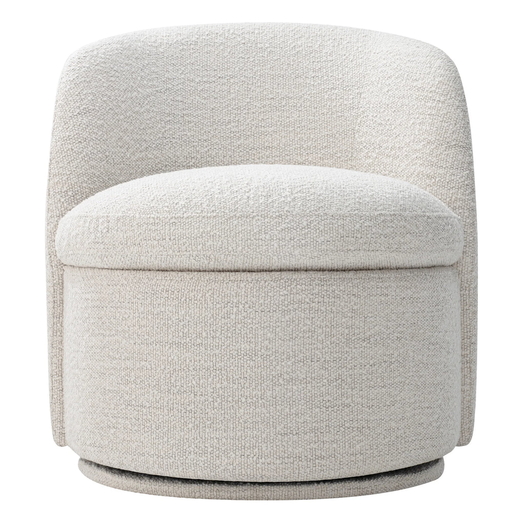 White Boucle Swivel Accent Chair O6876