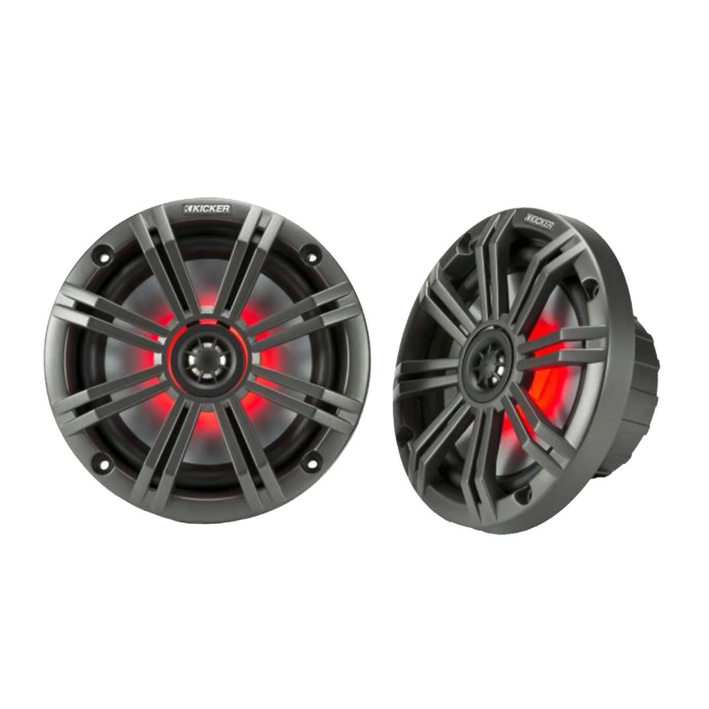 2 Pairs 6.5" Charcoal Marine LED Speakers R4434