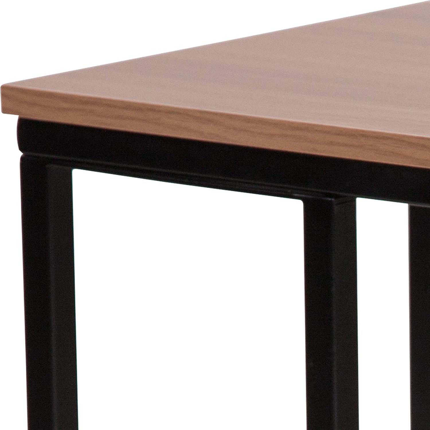 Rustic Wood Grain Finish Side Table with Black Metal Base Pack of 2 E533249