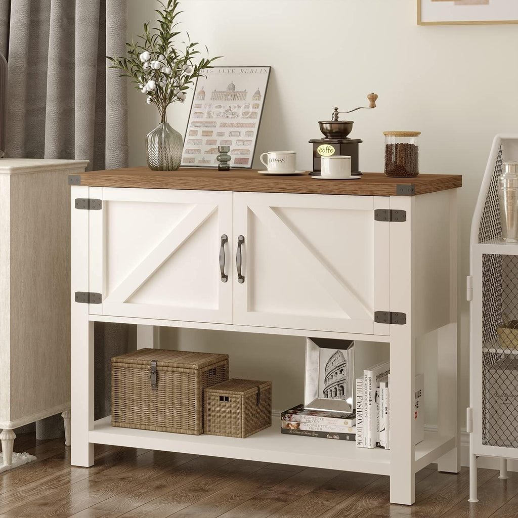 Grey Buffet Sideboard with 2 Doors and Storage Shelf K89188